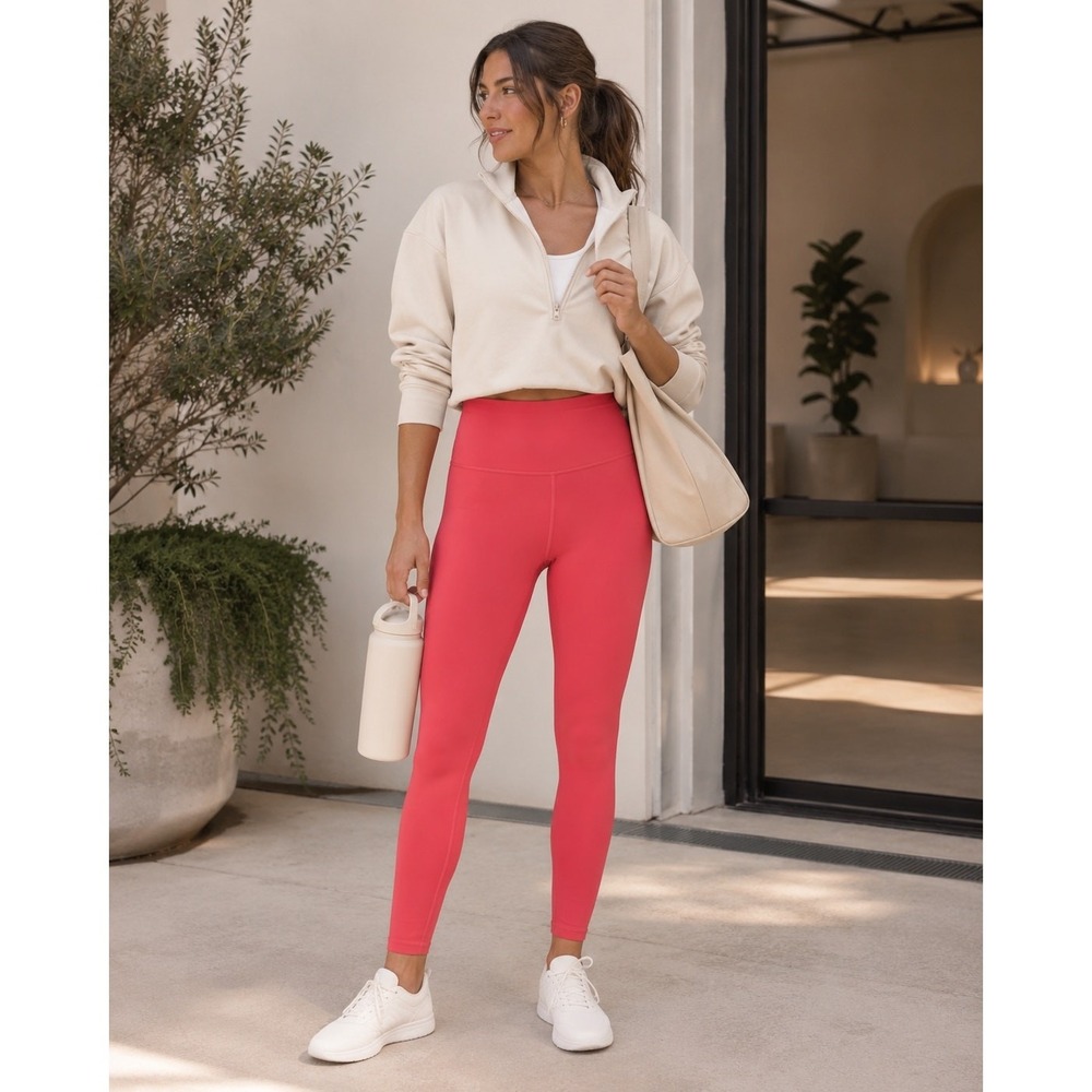 Athleta Elation 7/8 Tight Womens Medium Coral Pink High Rise Yoga Leggings M